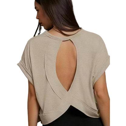 SHEIN Essnce Cut Out Back Batwing Sleeve Tee