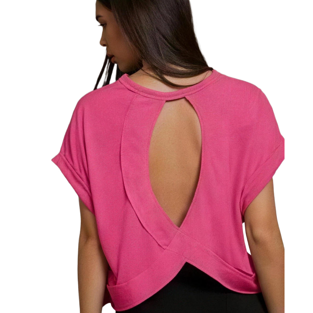 SHEIN Essnce Cut Out Back Batwing Sleeve Tee