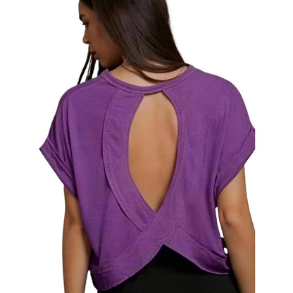 SHEIN Essnce Cut Out Back Batwing Sleeve Tee