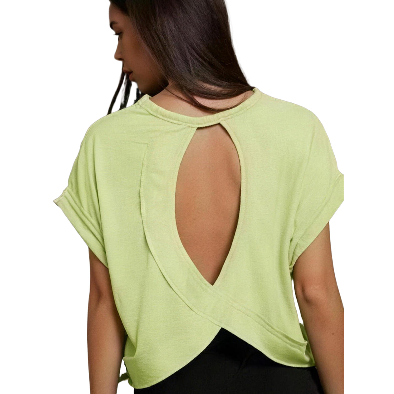 SHEIN Essnce Cut Out Back Batwing Sleeve Tee