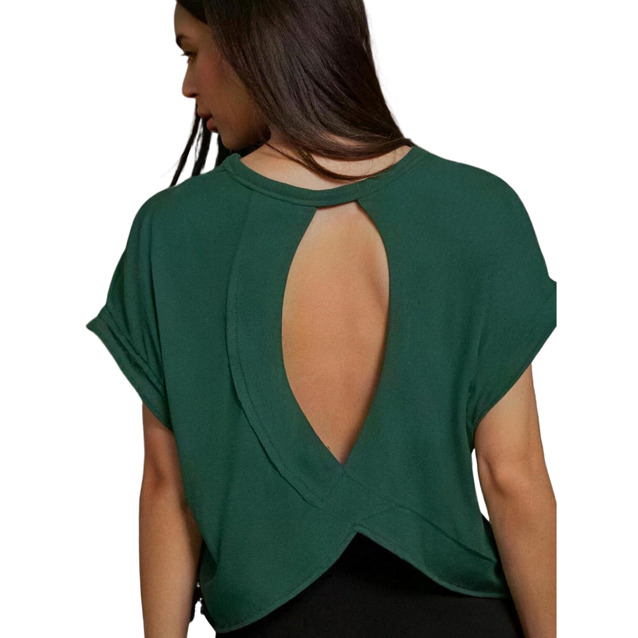 SHEIN Essnce Cut Out Back Batwing Sleeve Tee