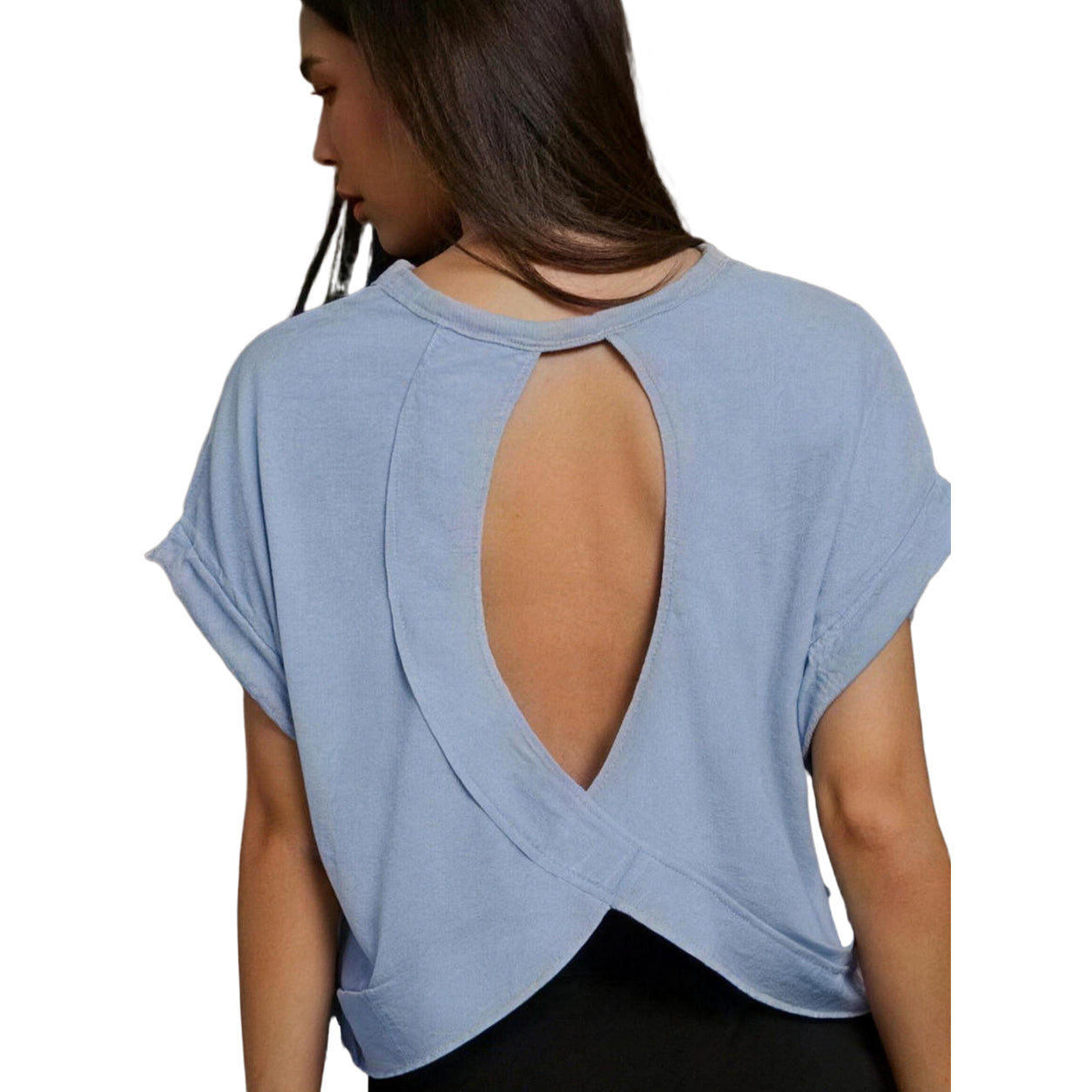 SHEIN Essnce Cut Out Back Batwing Sleeve Tee