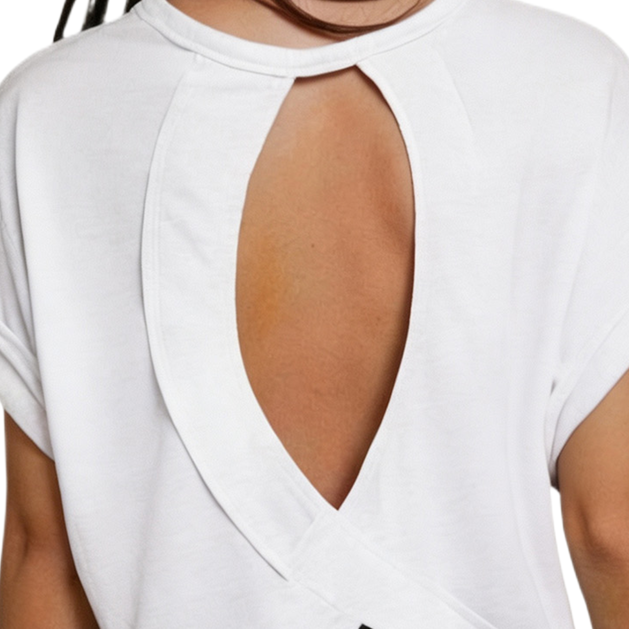 SHEIN Essnce Cut Out Back Batwing Sleeve Tee