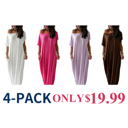 Women's Basic Solid Color Batwing Sleeve Loungewear Dress